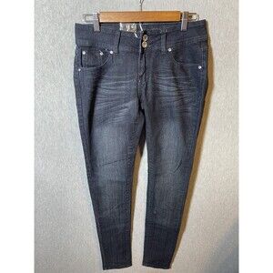 Queen Jeans Women's Size 11 Dark Wash Skinny Embellished Bling Back Pockets Mid